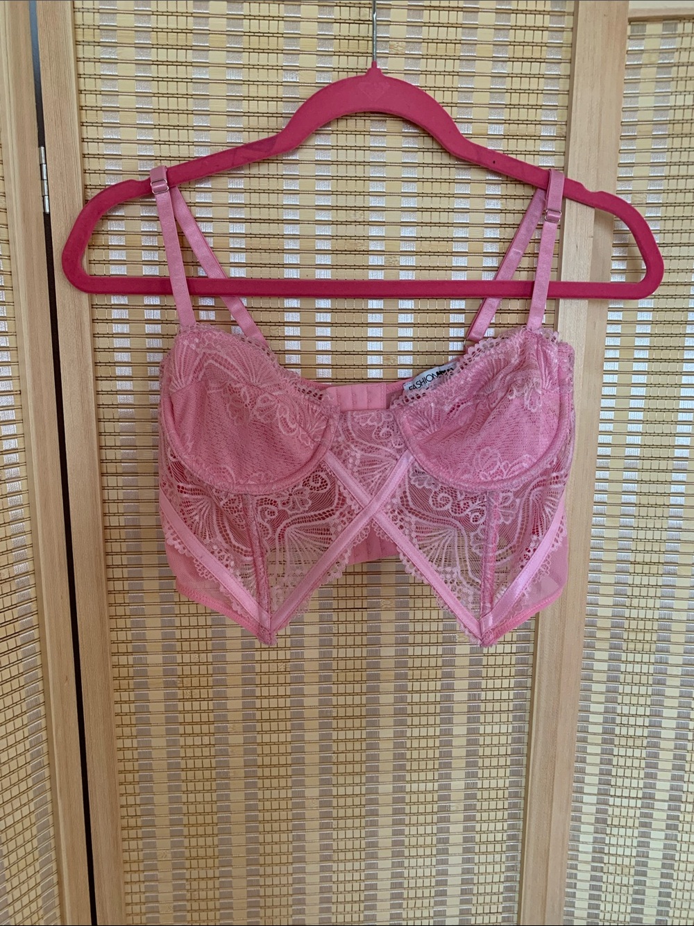 Fashion Nova Pink Lace Longline Bralette